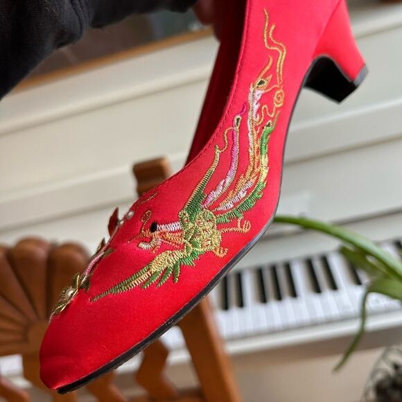 Chinese Wedding Red Floral Embroidered Wedding Shoes 39 - Picture 13 of 15